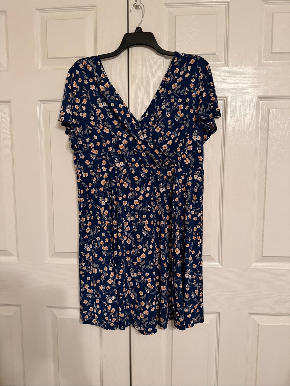 Kaileigh Navy Floral Maxi Dress with Peach Accents